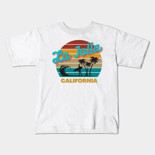 La Jolla California Retro Vintage Sunset Typography Kids T-Shirt